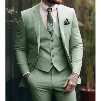 3 Pcs Formal Wedding Suits for Men Groom Tuxedos Casual Business Suit Slim Fit Party Prom Suit Set (Jacket+Vest+Pants)