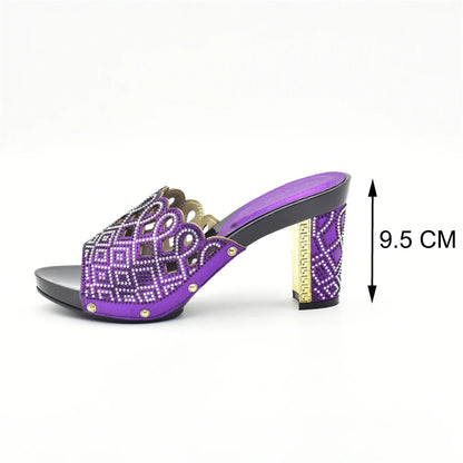 Italian Ladies Shoes and Bags To Match Set Decorated with Rhinestone Plus Size Shoes Women Heel Women Shoes and Bag Set In Italy