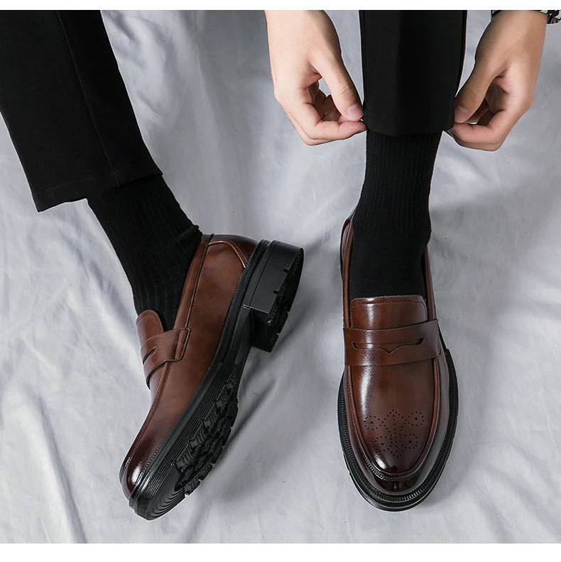Men's Dress Shoes Retro Casual Business Leather Shoes Men Office Loafers Formal Social Brogues Wedding Leather Shoes For Men