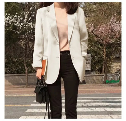 Chic Black Women's Short Suit Jacket Korean Style Casual High-End Feeling Spring Autumn New Fashion Polyester Fiber Coat