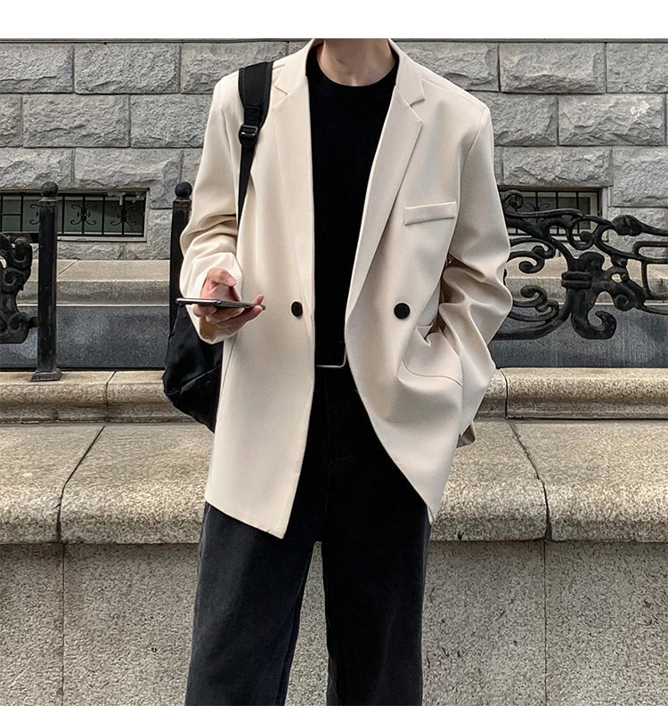 Spring Summer Men Formal Blazers Men Korean Fashion Loose Casual Dress Jacket Men Harajuku Social Suit Jacket Clothing