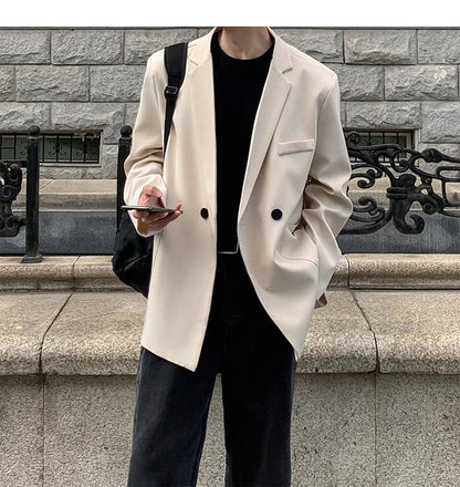 Spring Summer Men Formal Blazers Men Korean Fashion Loose Casual Dress Jacket Men Harajuku Social Suit Jacket Clothing
