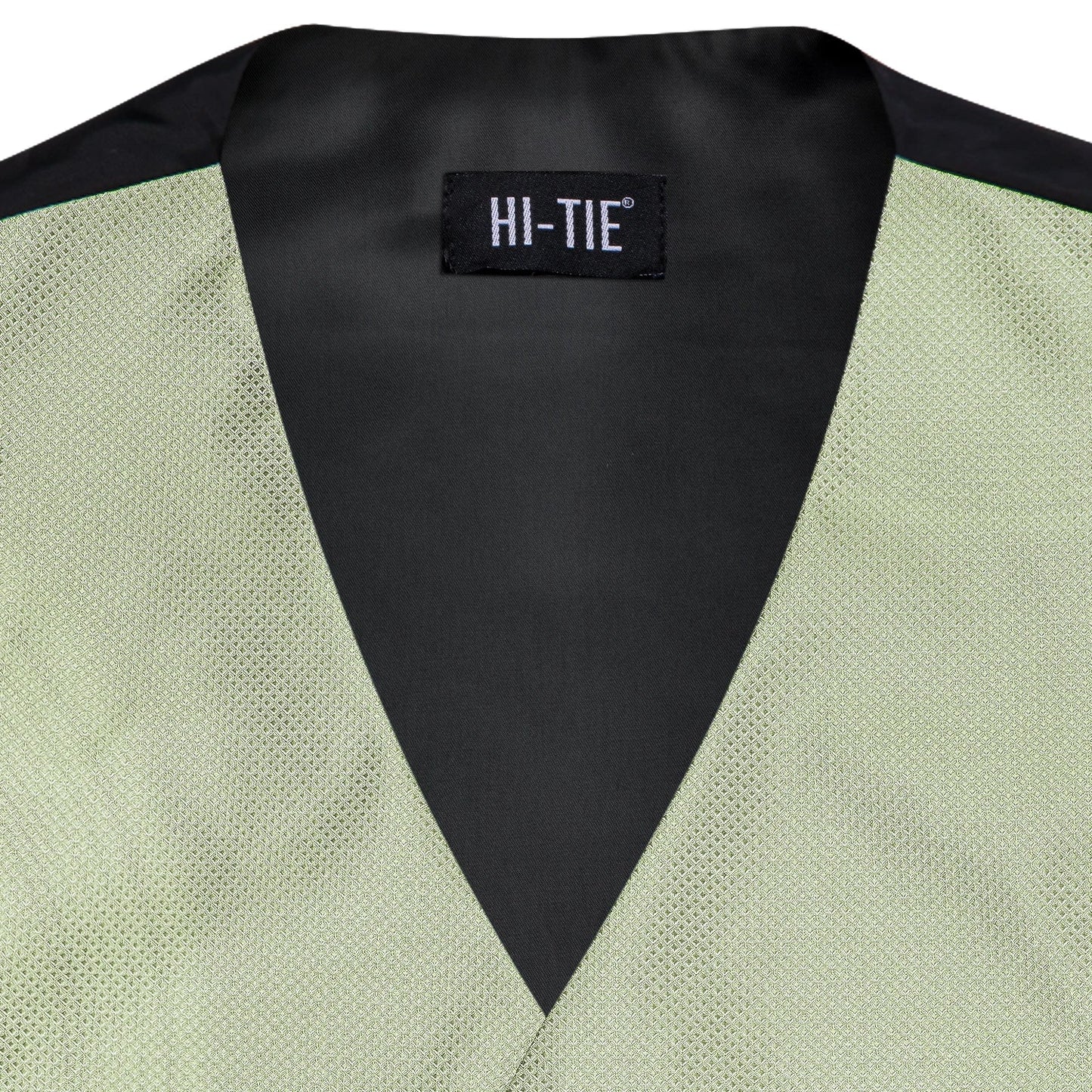 Silk Mens Suit Vests 4PC Woven Sage Green Solid Waistcoat Tie Pocket Square Cufflinks Business Wedding Dress Waist Jacket