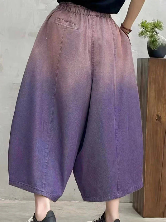 Women Summer Fashion Big Size Denim Pants 2025 Females Vintage Classic Loose Harem Trousers Elastic Waist Casual Jeans