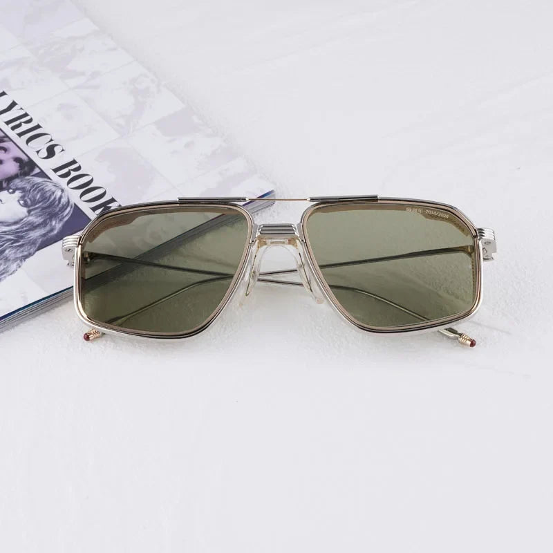 Jagger Limited Edition Sunglasses Square Metal 10th Anniversary Handmade Double Bridge Alloy Gradient UV400 High Quality Glasses