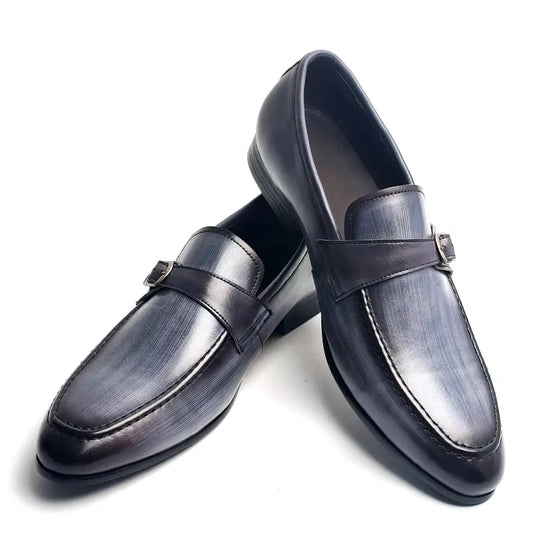 Deluxe Genuine Leather Casual Shoe for Man Elegant Buckle Loafer Shoes Wedding Party Slip-On Wear Zapatos De Vestir Hombre