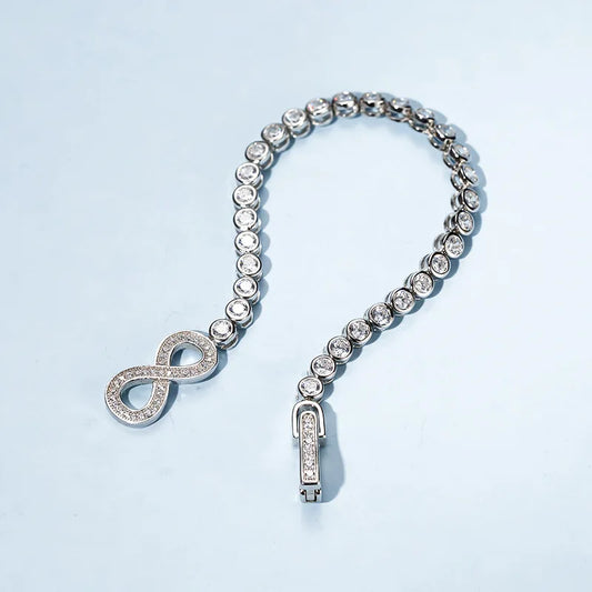 Bracelet fin de 3 mm en argent sterling S925 avec diamants à haute teneur en carbone pour femme, idéal pour fiançailles ou mariage