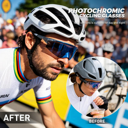 Red Photochromic Cycling Glasses UV400 Men Women Cycling Sunglasses Road Bicycle Goggle MTB Cycling Eyewear