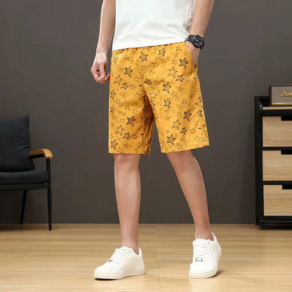 Streetwear Star Print Shorts Men Hawaii Beach Casual Shorts Outdoor Cotton Sports Elastic Waist 6XL Oversized Baggy Half Pants