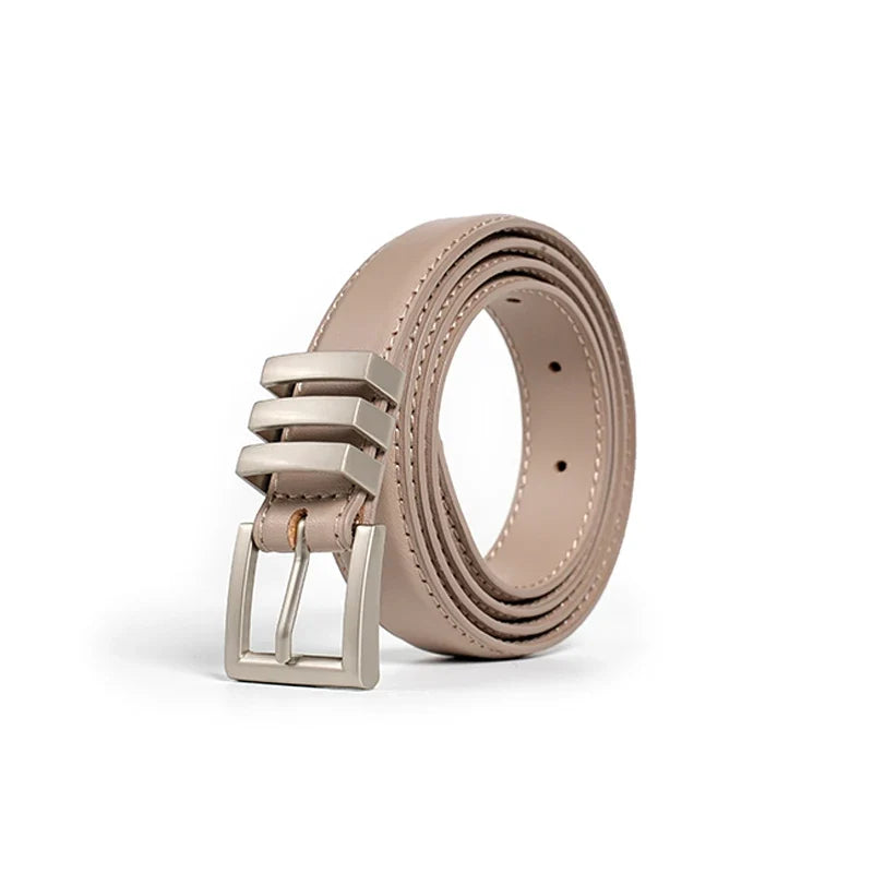 Belts Women Full Grain Leather Versatile Solid Color Metal Buckle 2024 Ladies Accessories Handmade 91055