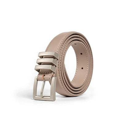 Belts Women Full Grain Leather Versatile Solid Color Metal Buckle 2024 Ladies Accessories Handmade 91055