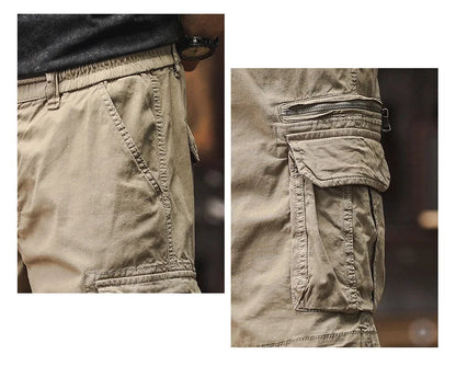 Men Summer New Multi Pocket Cargo Shorts Men Cotton Loose Breathable Fashion Trend Casual Versatile Five Points Pants Men Shorts