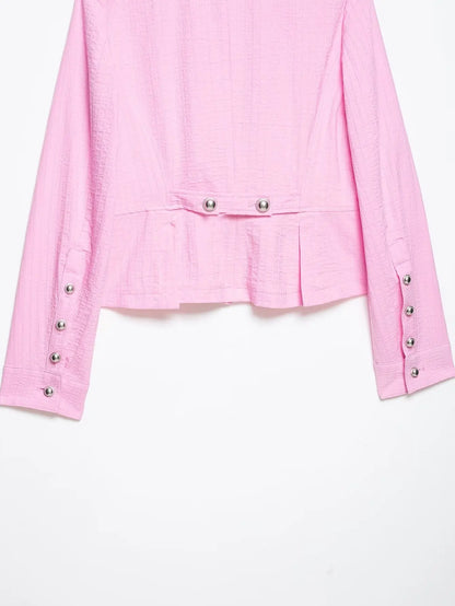 Spring Summer New Arrival Women's Fashion Pure Cotton Double Buttoned Suit Jacket ZR Style Short Sleeve Long Sleeve Regular Fit