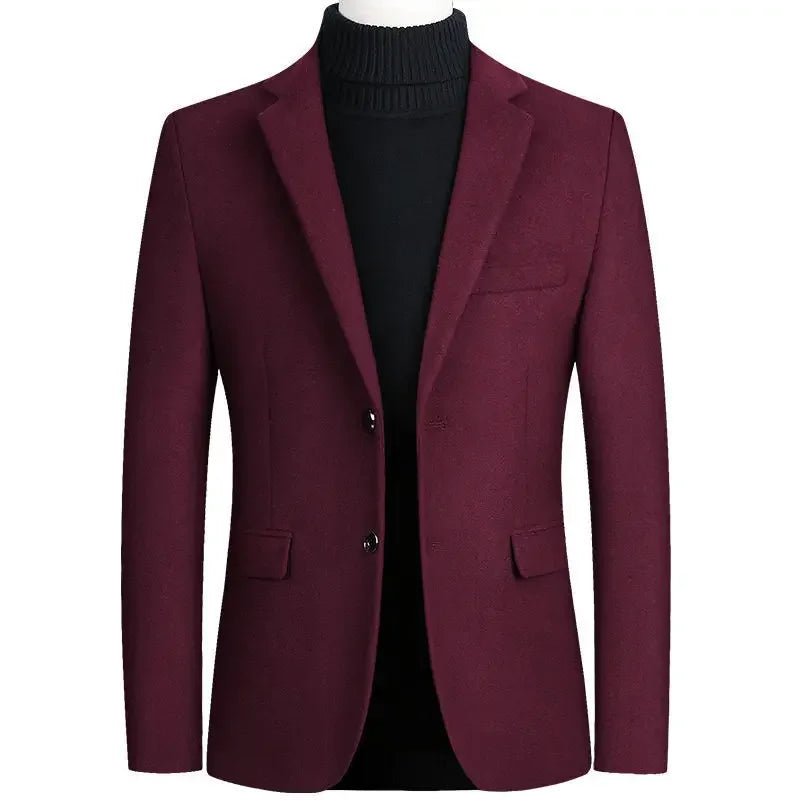 Brand Business Casual Wool Blazer Men 2026 Autumn and Winter New Solid Men Blazer Regular Fit Long Sleeve Blazers for Men
