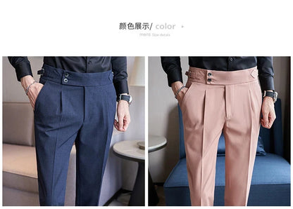 High-quality 2024 Men's Naples Trousers, Men's High-waisted Casual Pants Slim-fit Suit Trousers 28-38 Classic Formal Dress Pants