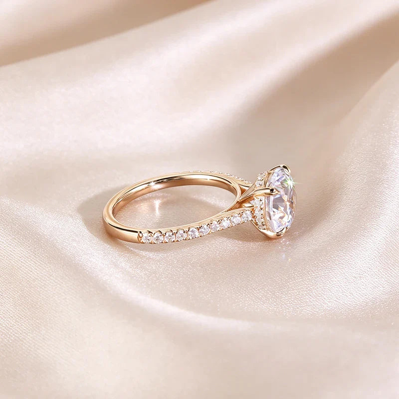 1ct-5ct All Moissanite Rings for Women Sparkling Lab Diamond S925 Sterling Silver with Gold Plated Wedding Promise Rings