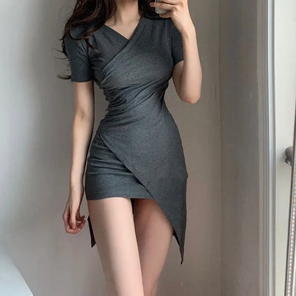 Prom Short Sexy Night Club Dress Fashion Cotton Bodycon Sklinky Party Mini Black Women's Clothing Dresses Korean Style One-piece