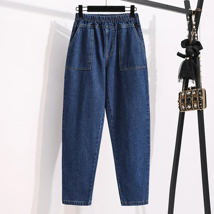 plus Size Denim Trousers High Waist Straight Leg Women's Spring Faion Slimming Long Pants Casual Harajuku Sle Jeans