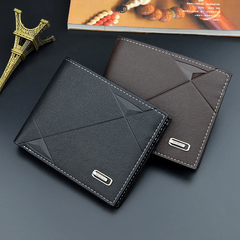 Homme court bifold en faux cuir masculina billetera porte-cartes d'identité porte-monnaie pochette couleur unie hombre business mince