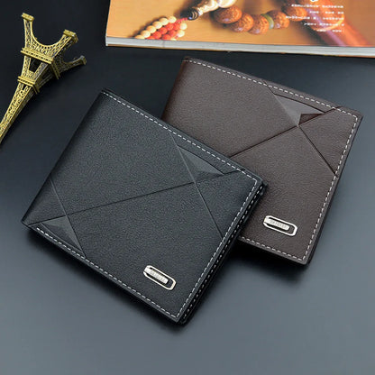 Homme court bifold en faux cuir masculina billetera porte-cartes d'identité porte-monnaie pochette couleur unie hombre business mince