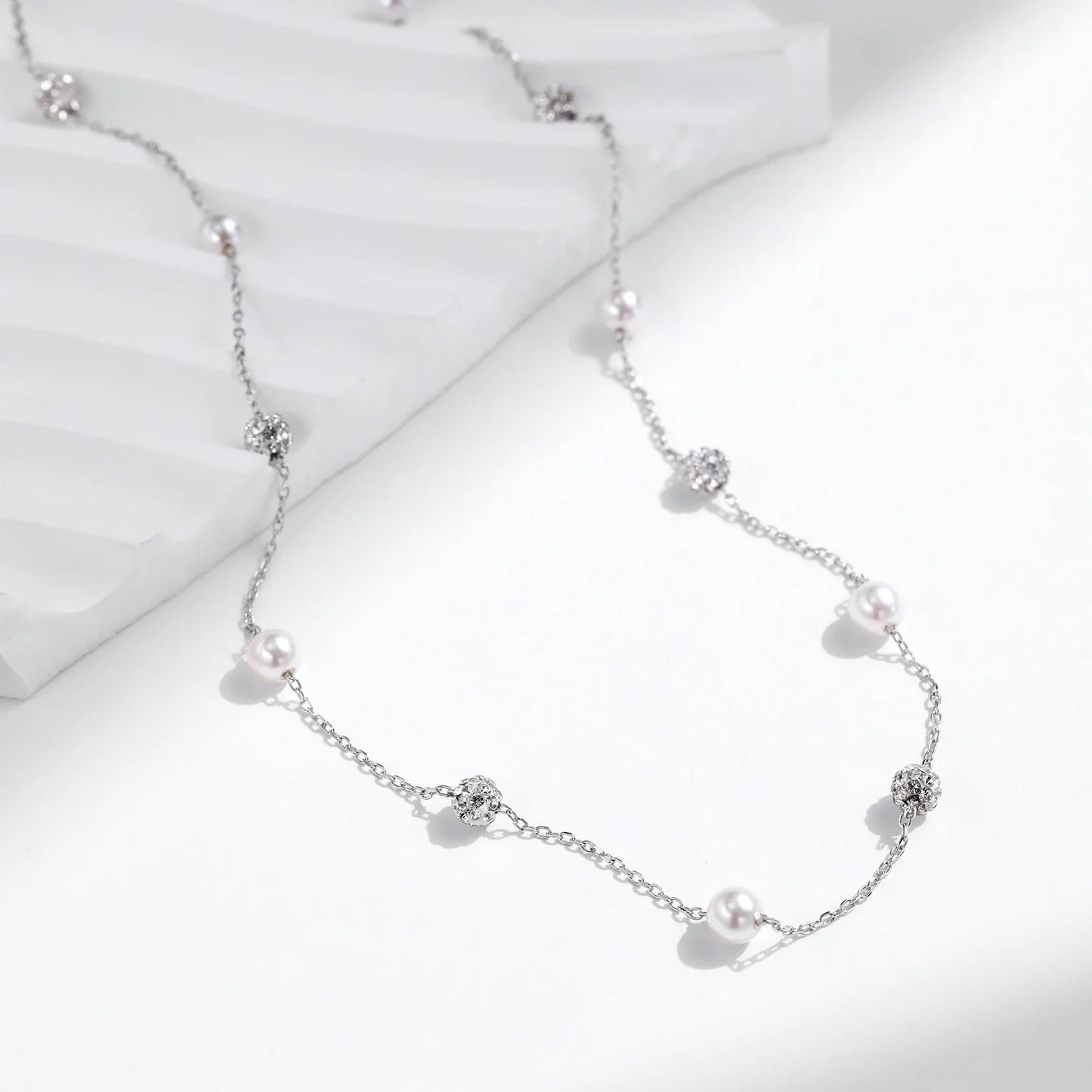 925 Sterling Silver Shambhala Sparkling Zirconia Ball Chain Luxury Shiny Y Shape Necklace For Women Fine Choker Jewelry