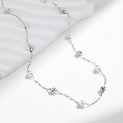 925 Sterling Silver Shambhala Sparkling Zirconia Ball Chain Luxury Shiny Y Shape Necklace For Women Fine Choker Jewelry