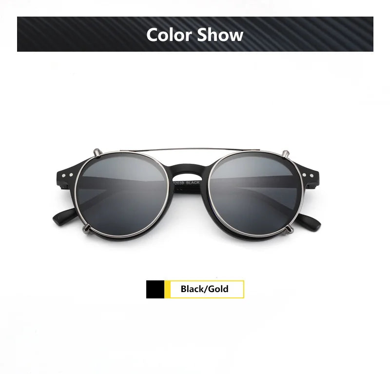 Steampunk Style Clip On Sunglasses for Men Women Anti Blue Light Glasses+Polarized Clip Fashion/Retro Computer Eyewear