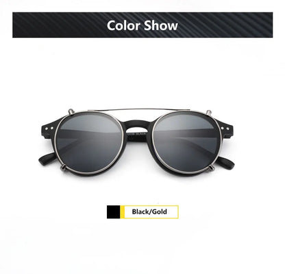 Steampunk Style Clip On Sunglasses for Men Women Anti Blue Light Glasses+Polarized Clip Fashion/Retro Computer Eyewear