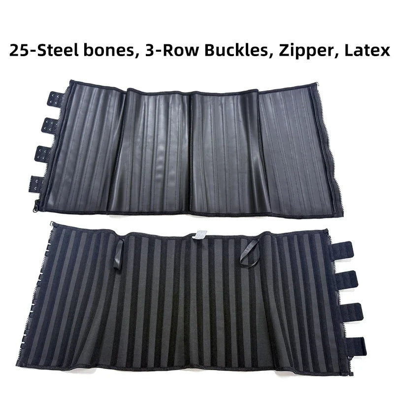 Latex Waist Cincher 25-Steel Boned Body Shaper Women Waist Trainer Tummy Control Belt Shapewear Corset Slim Belly Modeling Strap