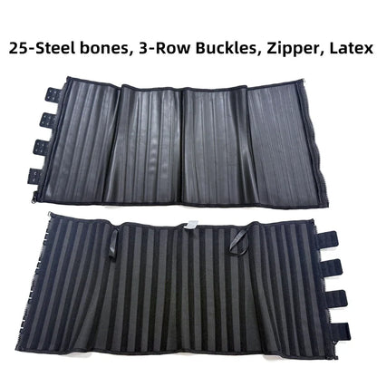 Latex Waist Cincher 25-Steel Boned Body Shaper Women Waist Trainer Tummy Control Belt Shapewear Corset Slim Belly Modeling Strap