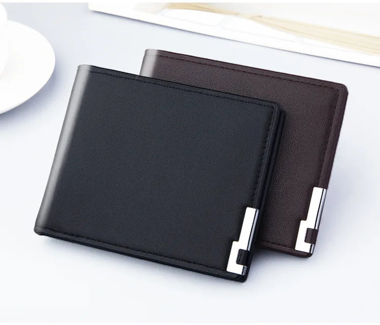Short Men Wallets Card Holder Photo Holder Slim Male Print Wallet High Quality PU Leather Money Bag New Kpop Small Men's Purse