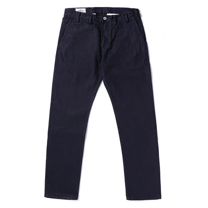 Blue-Black Officer Trousers Slim Straight Fit 14oz Indigo Selvedge Denim Jeans