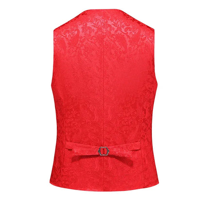 2026 New Men's Red Sleeveless Vest Coat, Single-breasted V Neck Waistcoat, Wedding Party Vests Blue Black Asian Size M-5XL 6XL