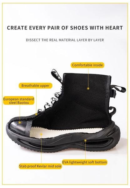 European Plus Size 50 Newest Design Men Wrok Safety Boots Anti-smash Steel Toe Cap Indestructible Construction Industry Shoes