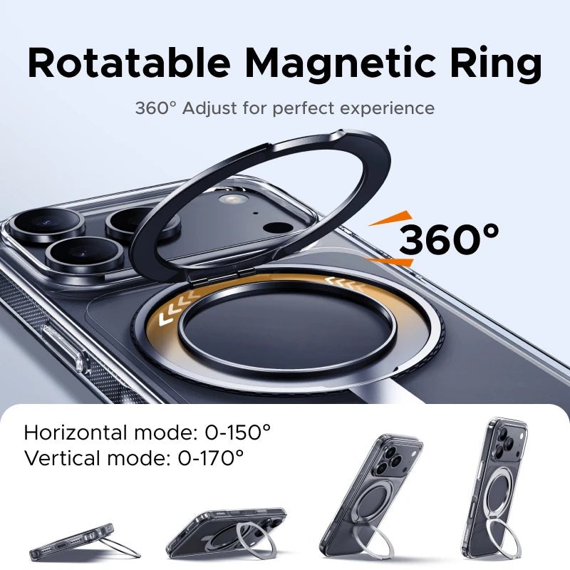 For iPhone 17 Pro Max 360° Magnetic Stand Case Cover for iPhone 17pro for Magsafe Rotatable Magnet Kickstand Case