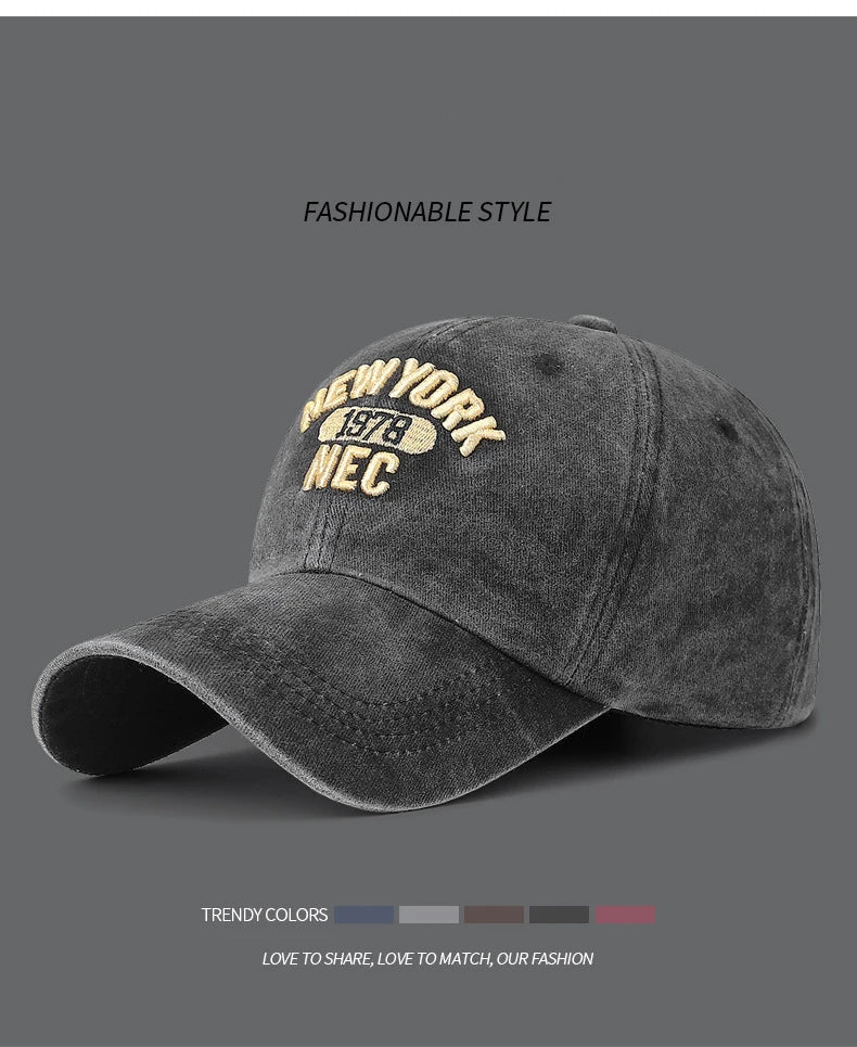 Baseball Cap Korean Washed Cotton Soft Top Hat Four Seasons Men's And Women's Embroidered American Letter Cap