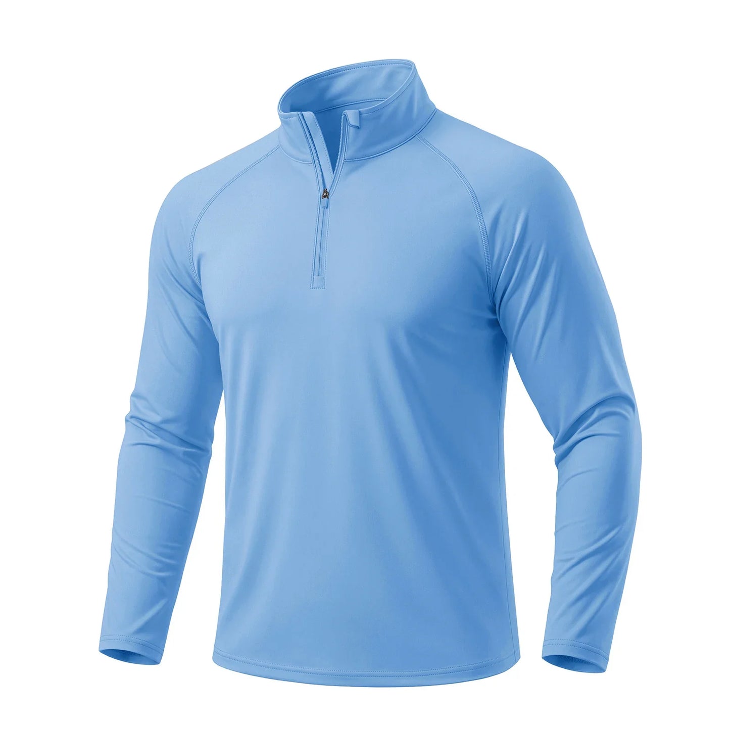 Men's Lightweight Long Sleeve T-Shirt UPF50+ Sun Protection Quick Dry Zip Neck Casual Summer Top