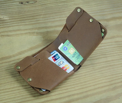 Fashion PUNK Handmade Crazy Horse Genuine Leather Wallet Men Money clip Short Wallet Bag Stud male Purse Card Holder Wallet