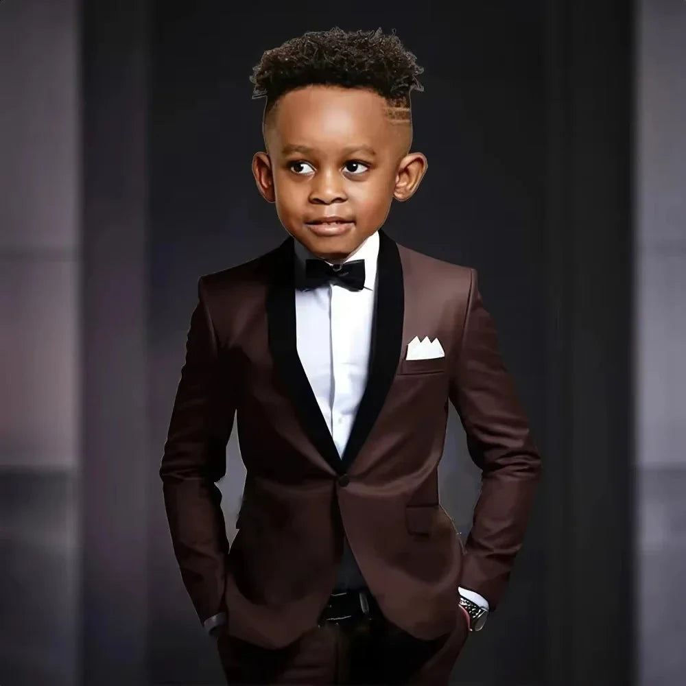 New Kids Suit Set 2 Pieces Jacket Pants Wedding Ring Bearer Outfit,Elegant Shawl Lapel Boys Suits Piano Performance Wear