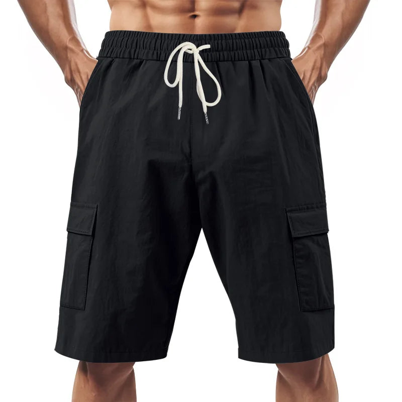 Casual Shorts Men Pants Men Sweatpants Joggers Fitness Clothing Multi-Pocket Work Shorts Relaxed-Fit Linen Pantaloncini Uomo