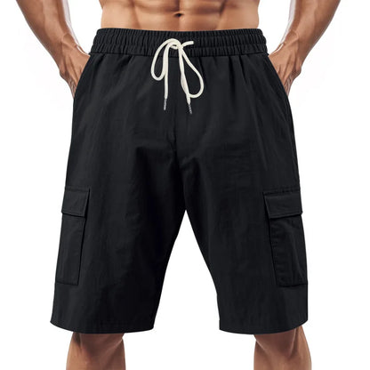 Casual Shorts Men Pants Men Sweatpants Joggers Fitness Clothing Multi-Pocket Work Shorts Relaxed-Fit Linen Pantaloncini Uomo
