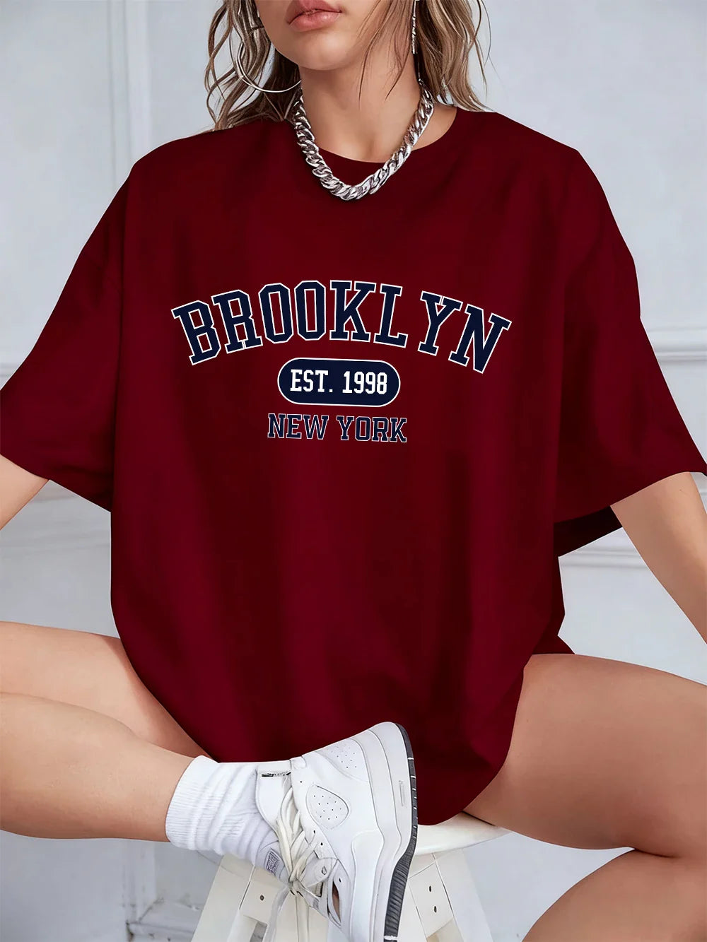 New York Est 1998 Prints T-Shirts Women Summer Cotton Short Sleeve T Shirt Loose O-Neck Comfortable Tops Casual Clothes