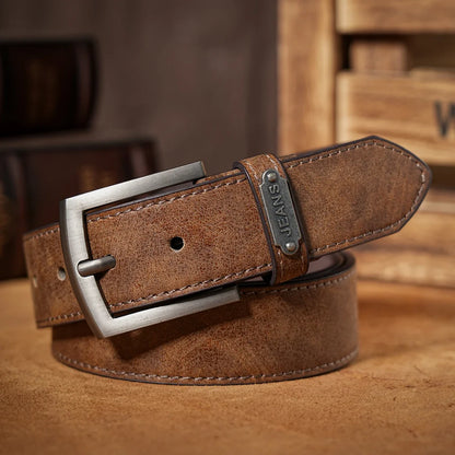 A casual, individual and retro belt, Western-style clothing accessory, metal buckle, PU belt, suitable for both men and women