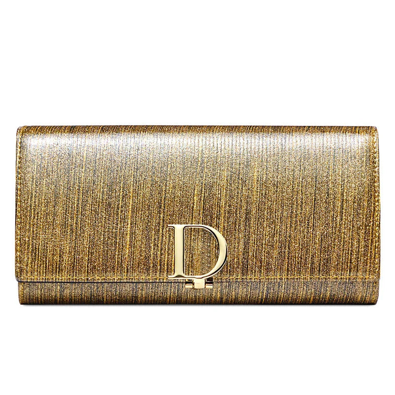 2025 New Women's Wallet, Long Wallet, Pearl D-Buckle, Large Capacity, Multiple Slots, Genuine Cowhide Wallet, Clutch Bag