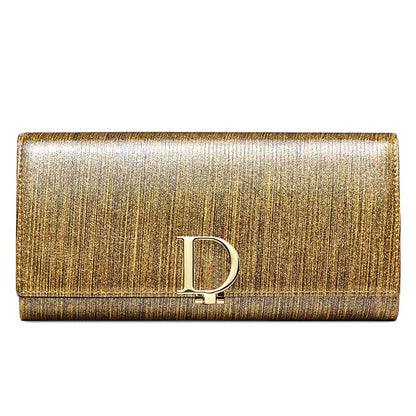 2025 New Women's Wallet, Long Wallet, Pearl D-Buckle, Large Capacity, Multiple Slots, Genuine Cowhide Wallet, Clutch Bag