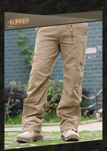 Men's Cargo Pants Outdoors Style Tactical Pants Male Camo Jogger Plus Size Cotton Many Pocket Men Camouflage Black Trousers