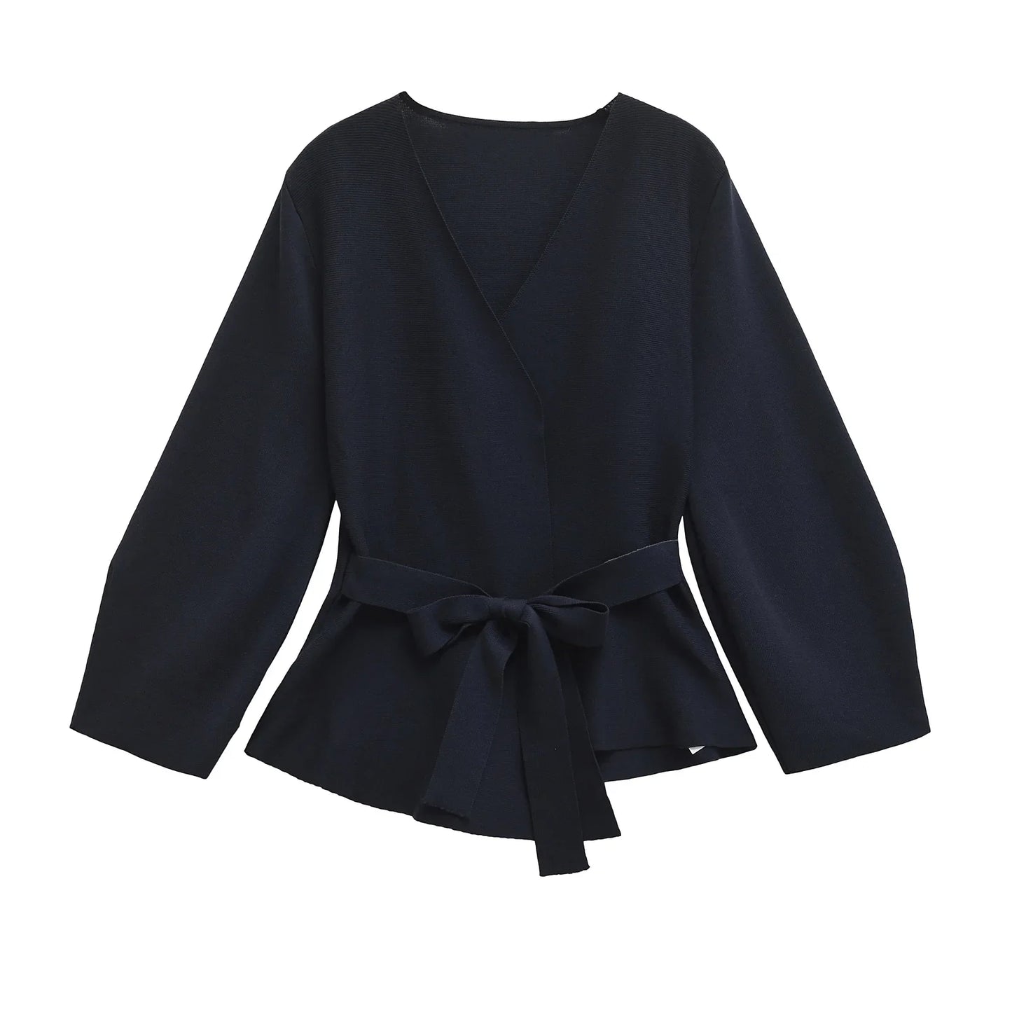 Spring Women Shoulder Pad Belt Knit Blazer Women Retro V-neck Long Sleeve Versatile Female Coat Women Clothes 9598/128