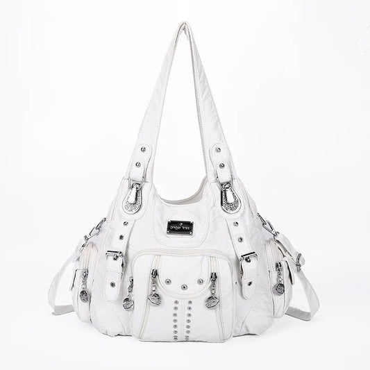 Women Handbags Black Vintage Shoulder Bags Fashion PU Handbag Female Satchel Big-capacity Shoulder Purse Bag bolsa feminina