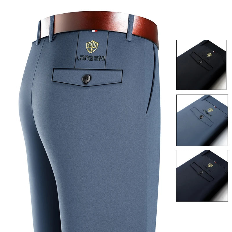 Men Stretch Suit Pants Business Dress Pants Wrinkle Free Embriodery 4-Way Stretch Formal Dress Pants
