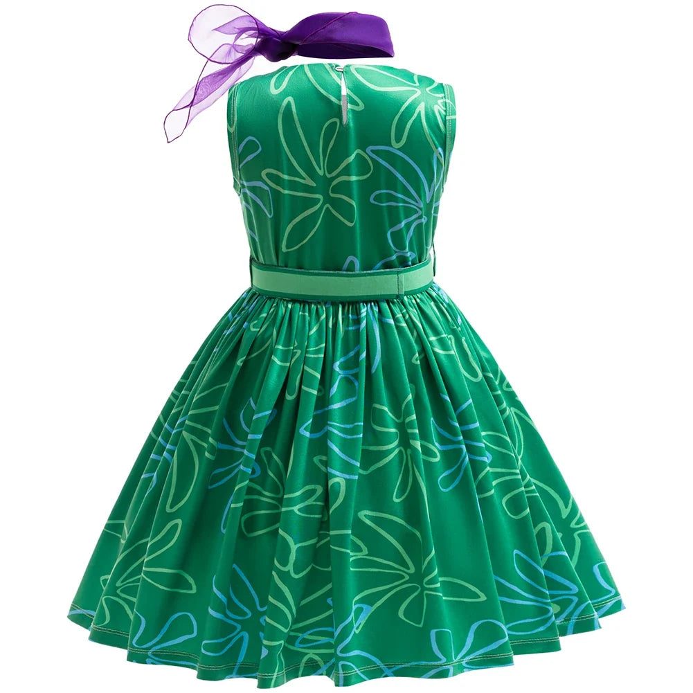 Girls Inside Out Disgust Cosplay Halloween Costumes Birthday Party Dresses Children's Role-playing Christmas Carnival Clothing